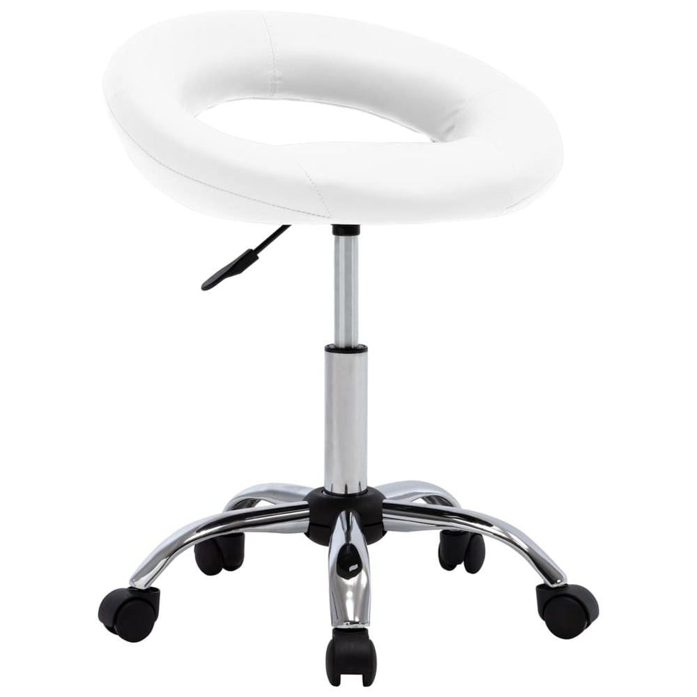 vidaXL Swivel Dining Chair White Faux Leather