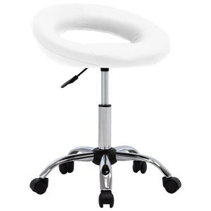 vidaXL Swivel Dining Chair White Faux Leather