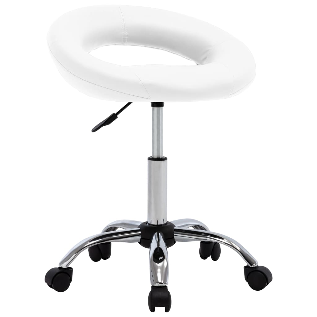vidaXL Swivel Dining Chair White Faux Leather