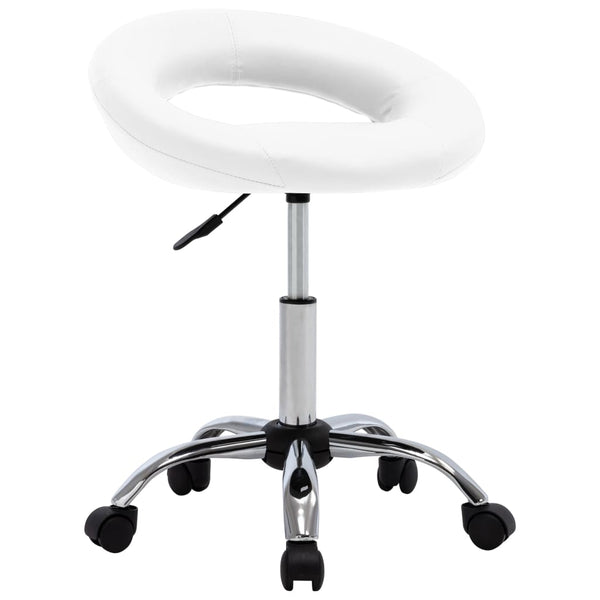vidaXL Swivel Dining Chair White Faux Leather