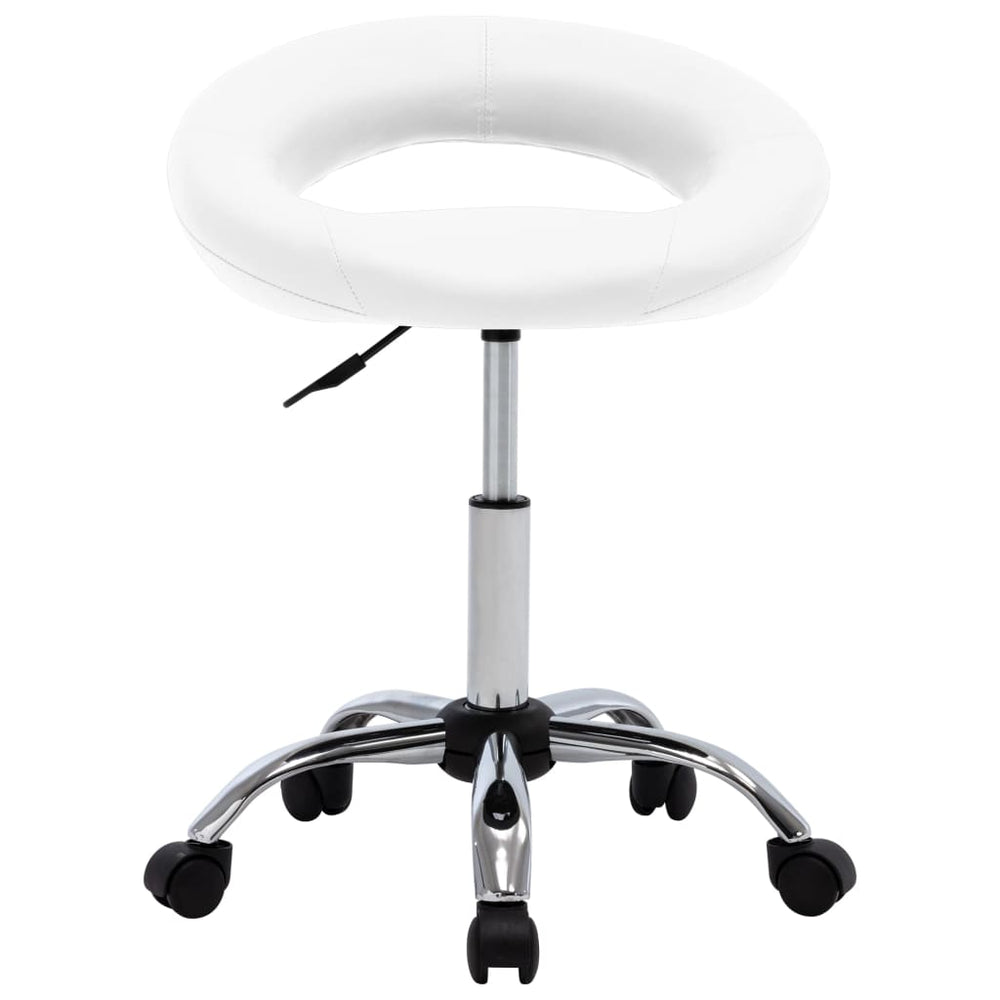 vidaXL Swivel Dining Chair White Faux Leather