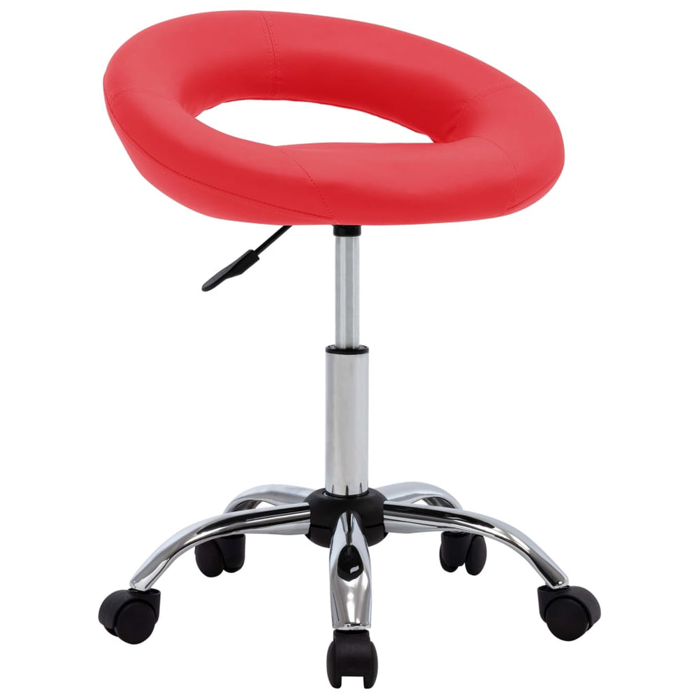 vidaXL Dining Chair Swivel Red Faux Leather