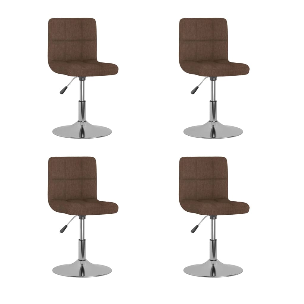 vidaXL Dining Chairs 4 pcs Swivel Brown Fabric