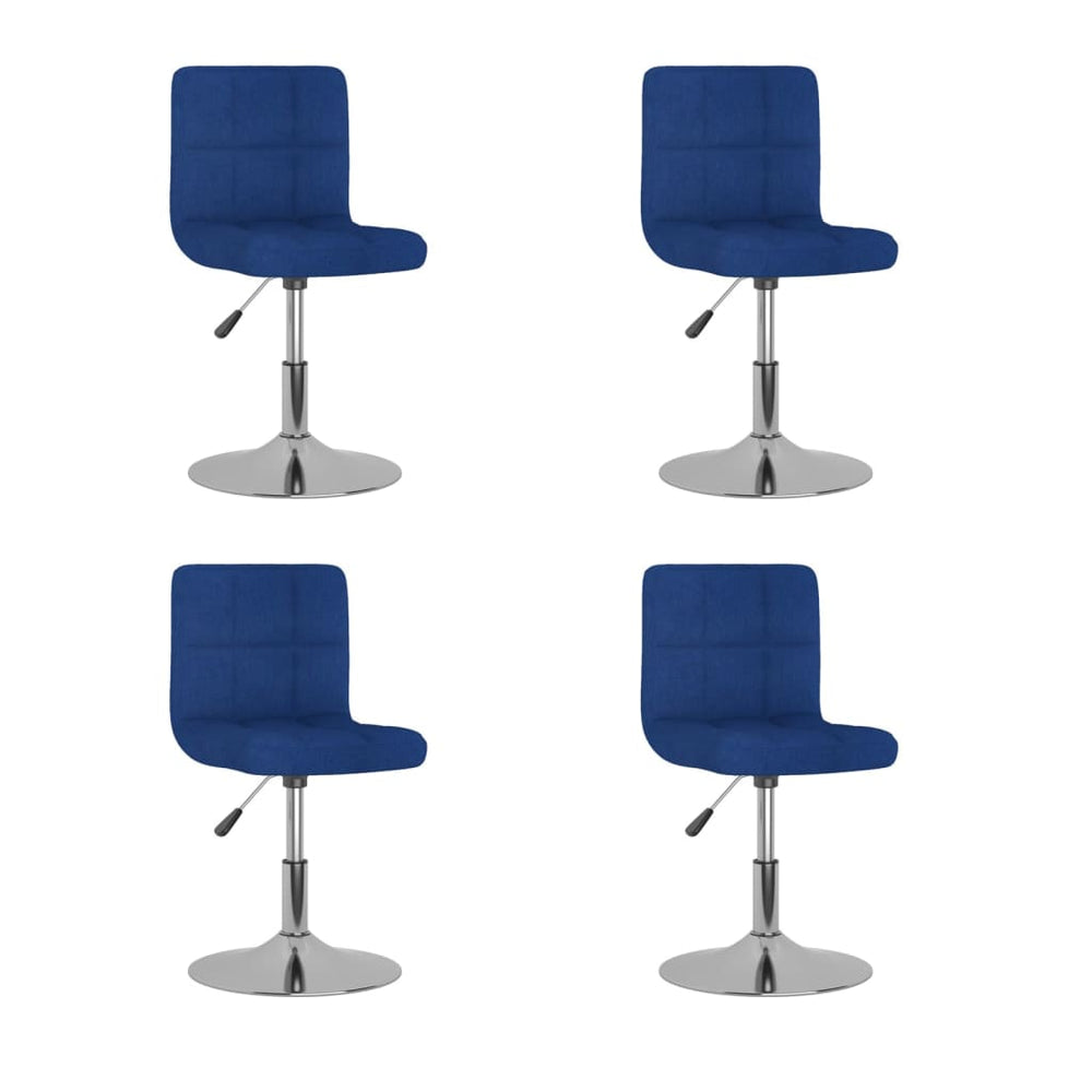 vidaXL Dining Chairs 4 pcs Swivel Blue Fabric