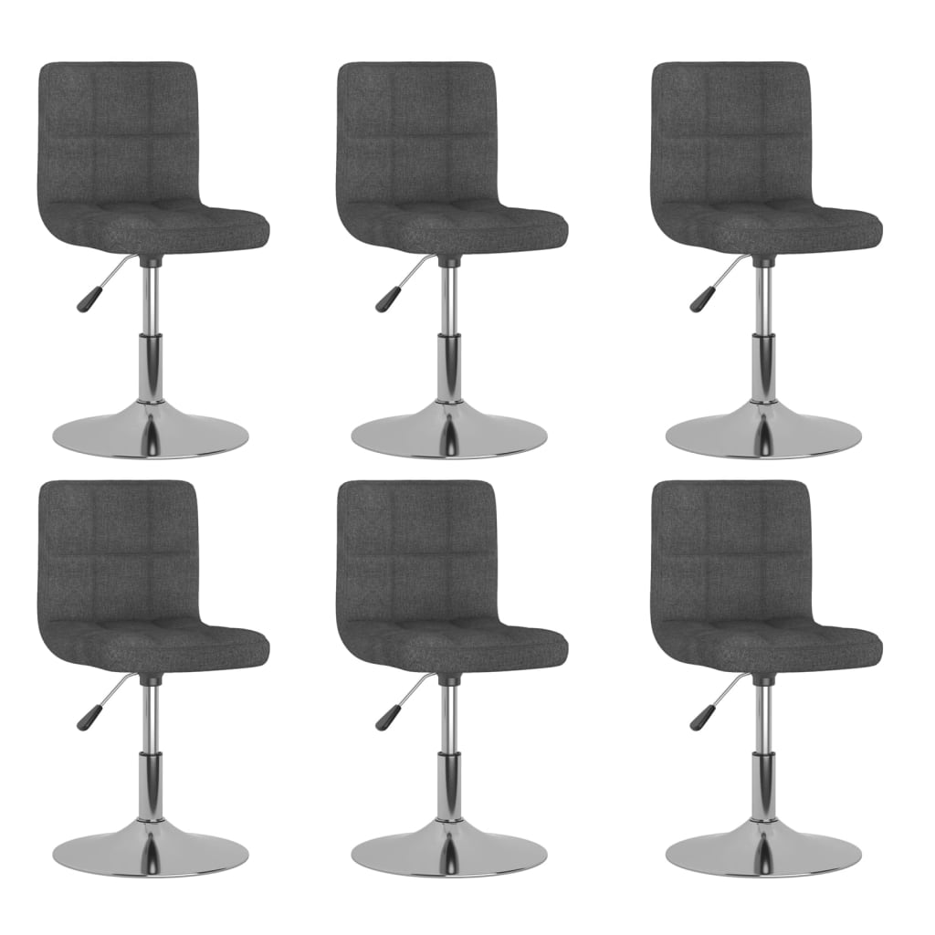vidaXL Dining Chairs 6 pcs Swivel Dark Grey Fabric