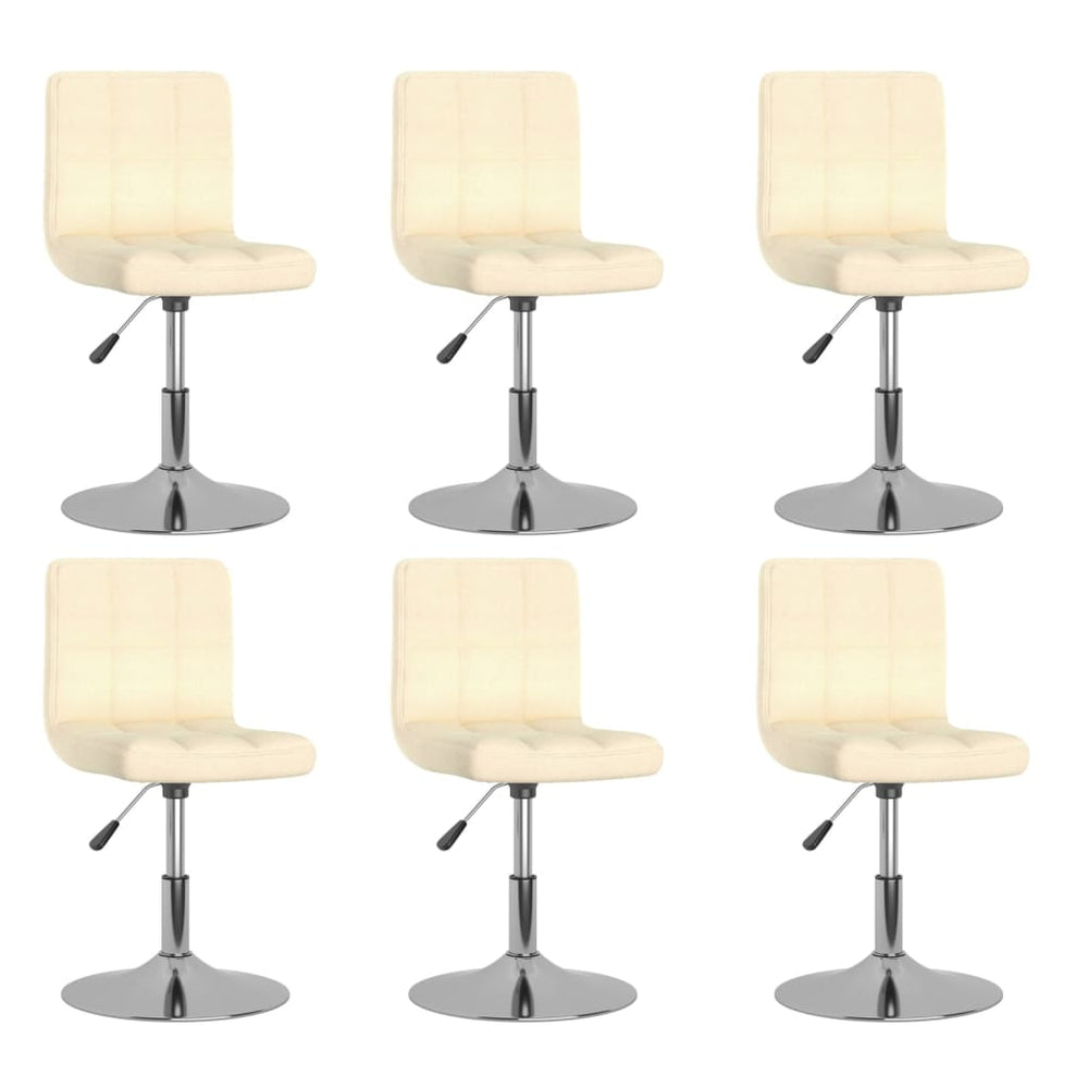 vidaXL Dining Chairs 6 pcs Swivel Cream Fabric