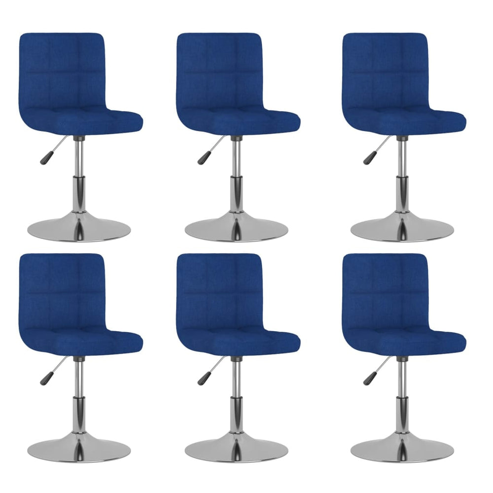 vidaXL Dining Chairs 6 pcs. Swivel Blue Fabric
