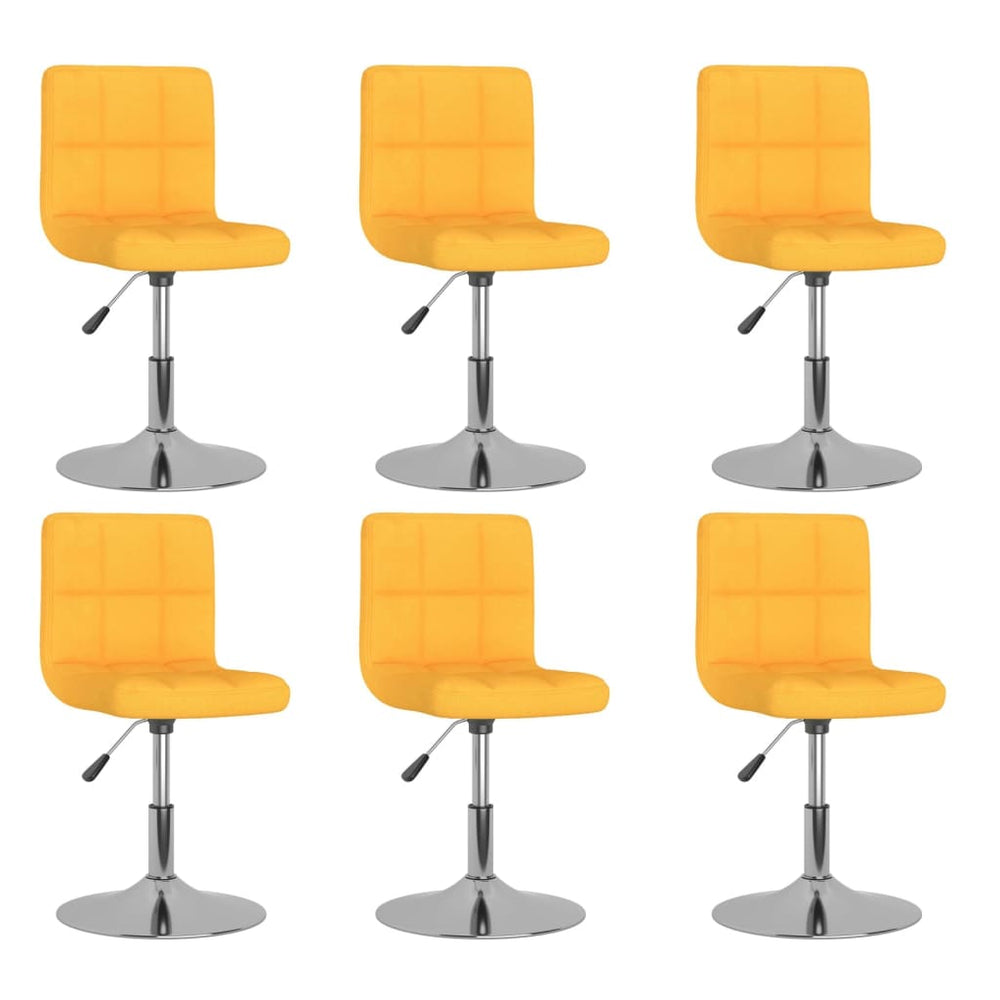 vidaXL Swivel Dining Chairs 6 pcs Yellow Fabric