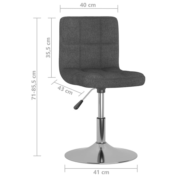 vidaXL Swivel Dining Chair Dark Grey Fabric