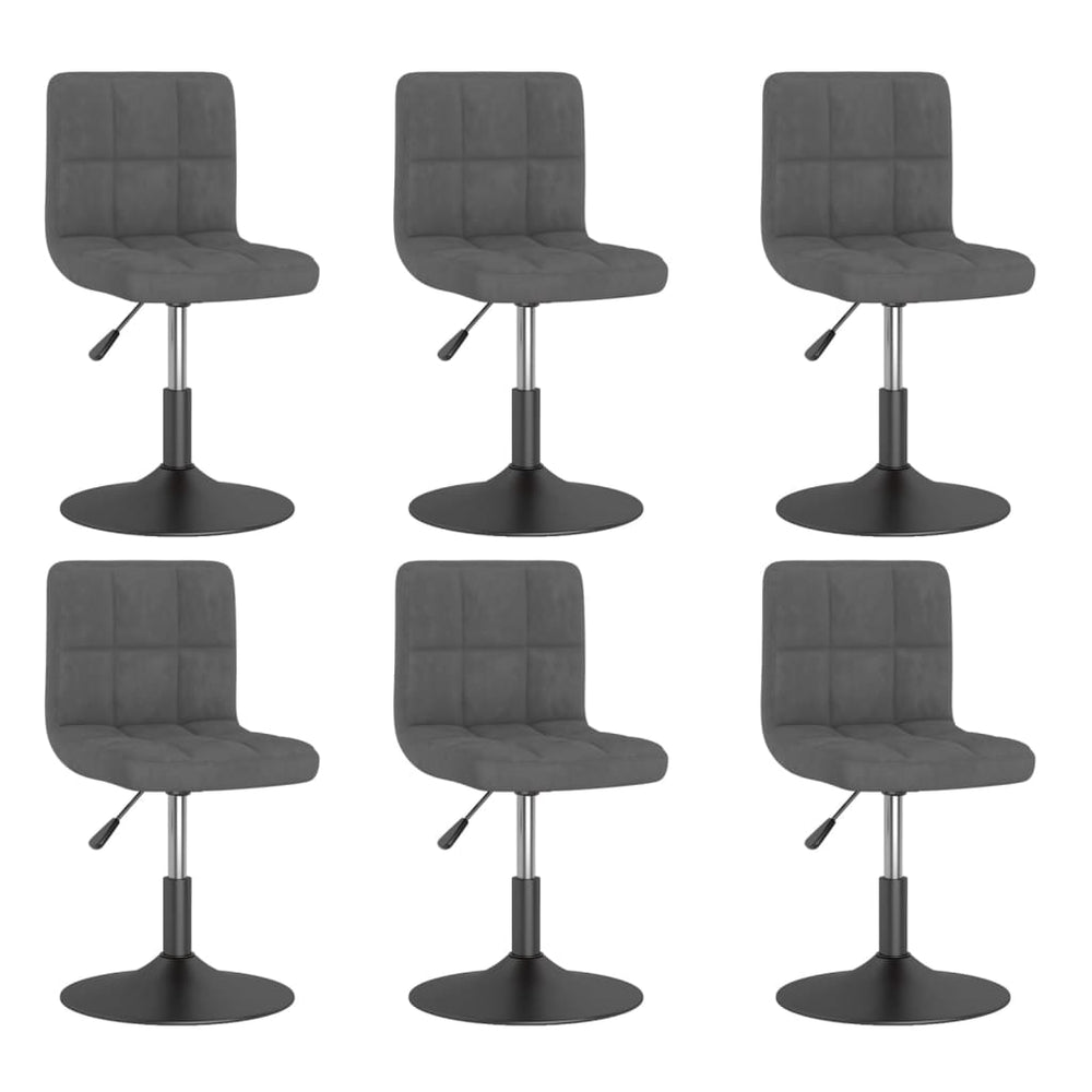 vidaXL Dining Chairs 6 pcs Swivel Dark Grey Velvet