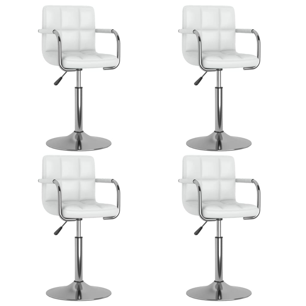 vidaXL Dining Chairs 4 pcs. Swivel White Faux Leather