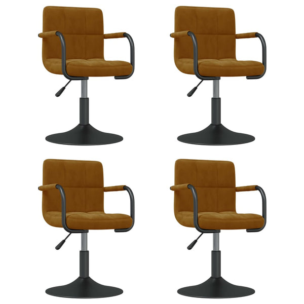 vidaXL Dining Chairs 4 pcs Swivel Brown Velvet