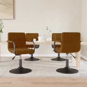 vidaXL Dining Chairs 4 pcs Swivel Brown Velvet