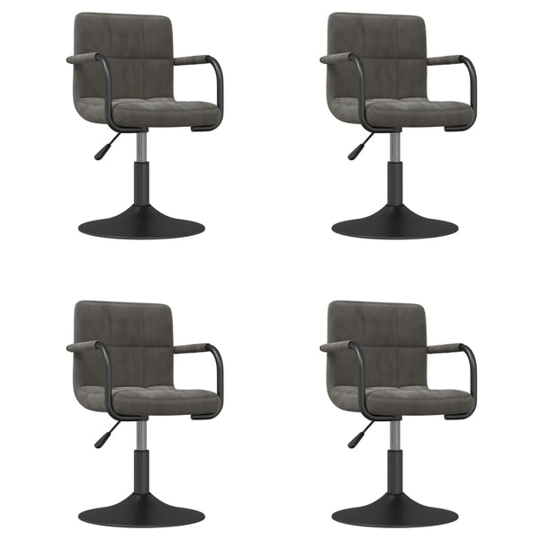 vidaXL Dining Chairs 4 pcs. Swivel Dark Gray Velvet