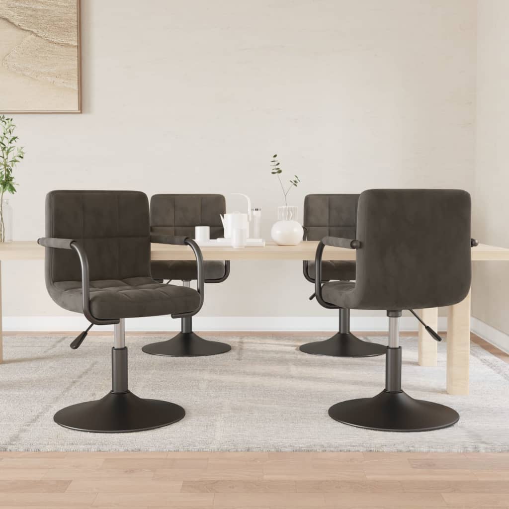 vidaXL Dining Chairs 4 pcs. Swivel Dark Gray Velvet