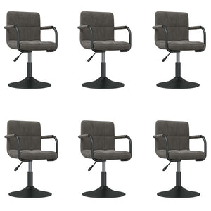 vidaXL Dining Chairs 6 pcs Swivel Dark Grey Velvet