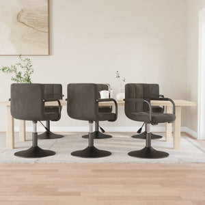 vidaXL Dining Chairs 6 pcs Swivel Dark Grey Velvet