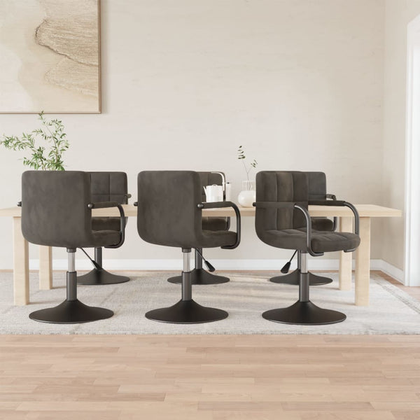 vidaXL Dining Chairs 6 pcs Swivel Dark Grey Velvet