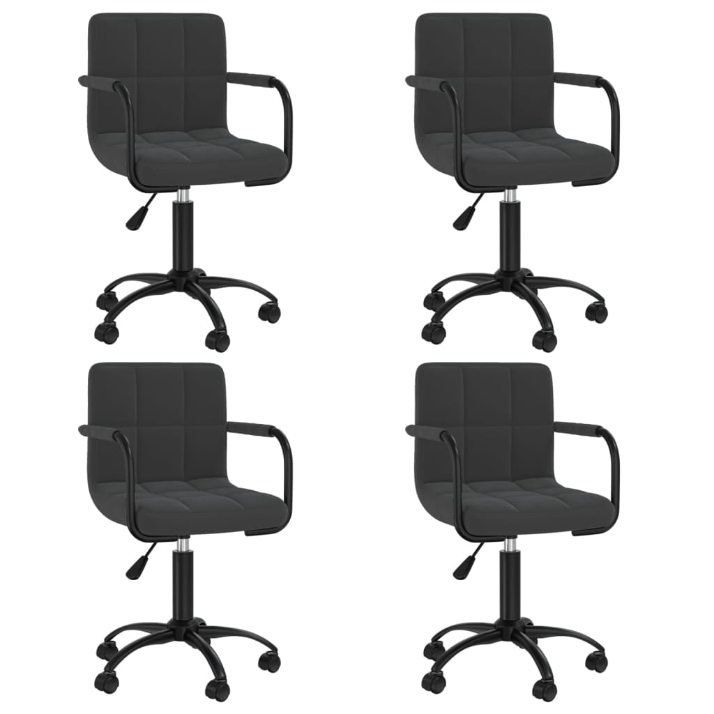 vidaXL Dining Chairs 4 pcs Swivel Black Velvet