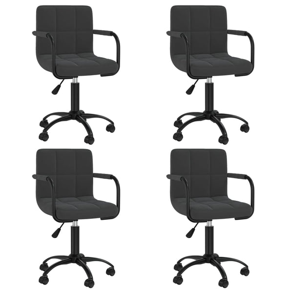 vidaXL Dining Chairs 4 pcs Swivel Black Velvet