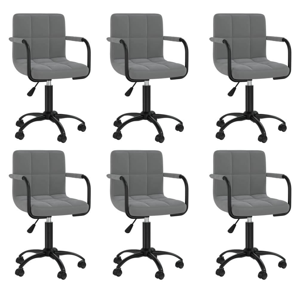 vidaXL Dining Chairs 6 pcs Swivel Dark Grey Velvet