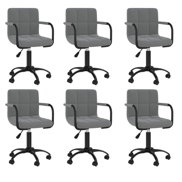 vidaXL Dining Chairs 6 pcs Swivel Dark Grey Velvet