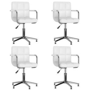 vidaXL Dining Chairs 4 pcs. Swivel White Faux Leather
