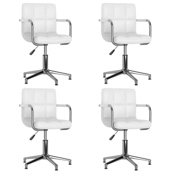 vidaXL Dining Chairs 4 pcs. Swivel White Faux Leather