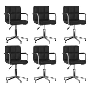 vidaXL Dining Chairs 6 pcs Swivel Black Faux Leather