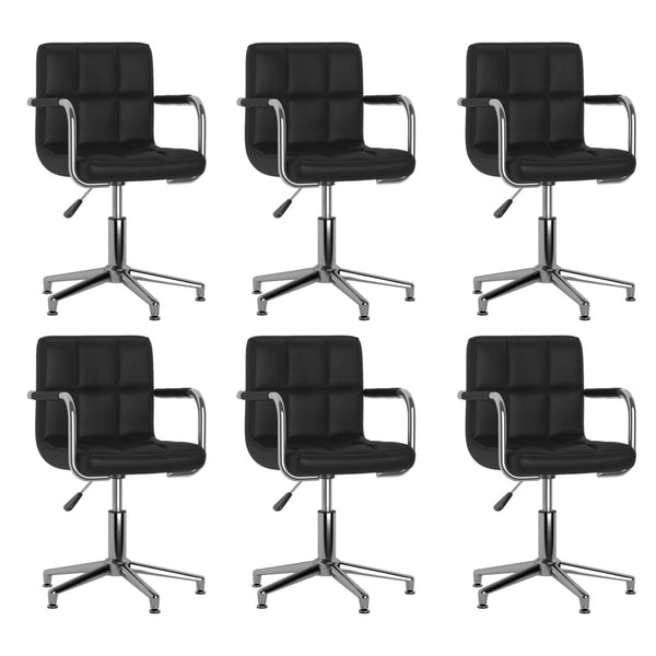vidaXL Dining Chairs 6 pcs Swivel Black Faux Leather