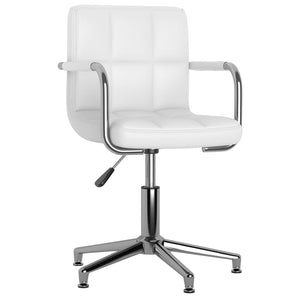 vidaXL Swivel Dining Chair White Faux Leather