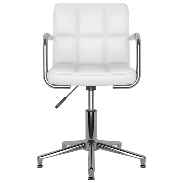 vidaXL Swivel Dining Chair White Faux Leather