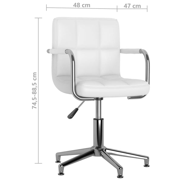 vidaXL Swivel Dining Chair White Faux Leather