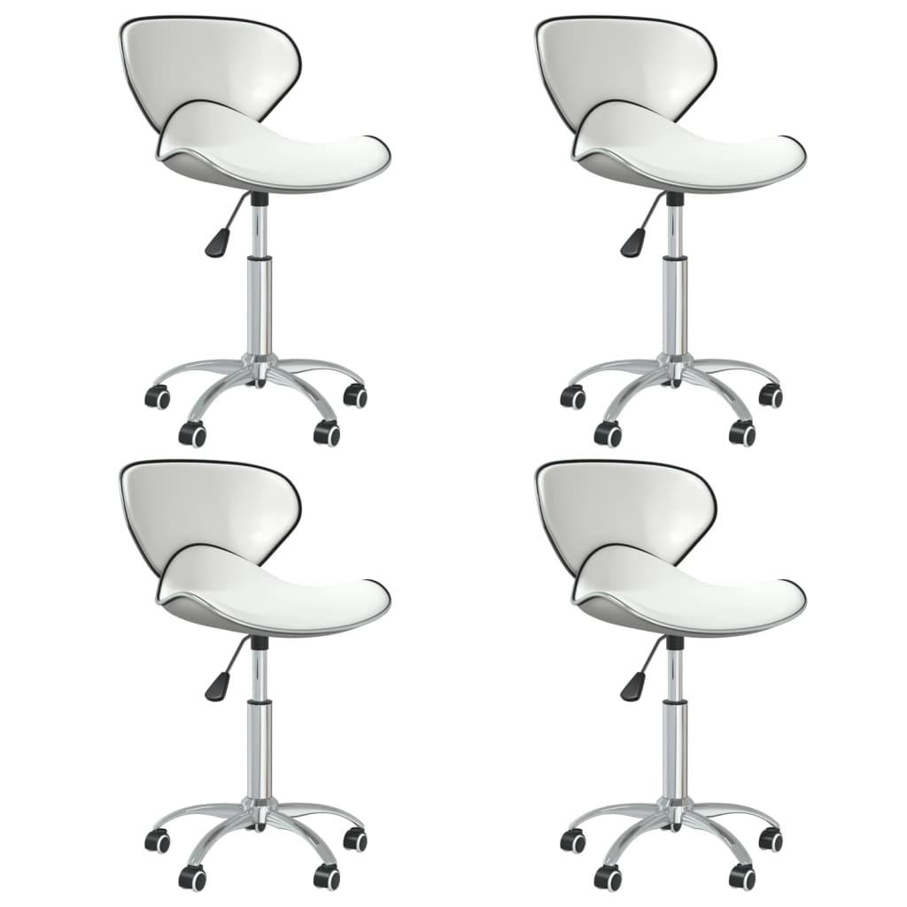 vidaXL Dining Chairs 4 pcs. Swivel White Faux Leather