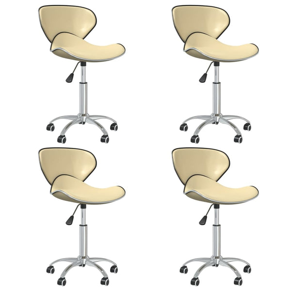 vidaXL Dining Chairs 4 pcs. Swivel Cream Faux Leather