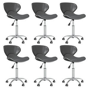 vidaXL Dining Chairs 6 pcs Swivel Grey Faux Leather