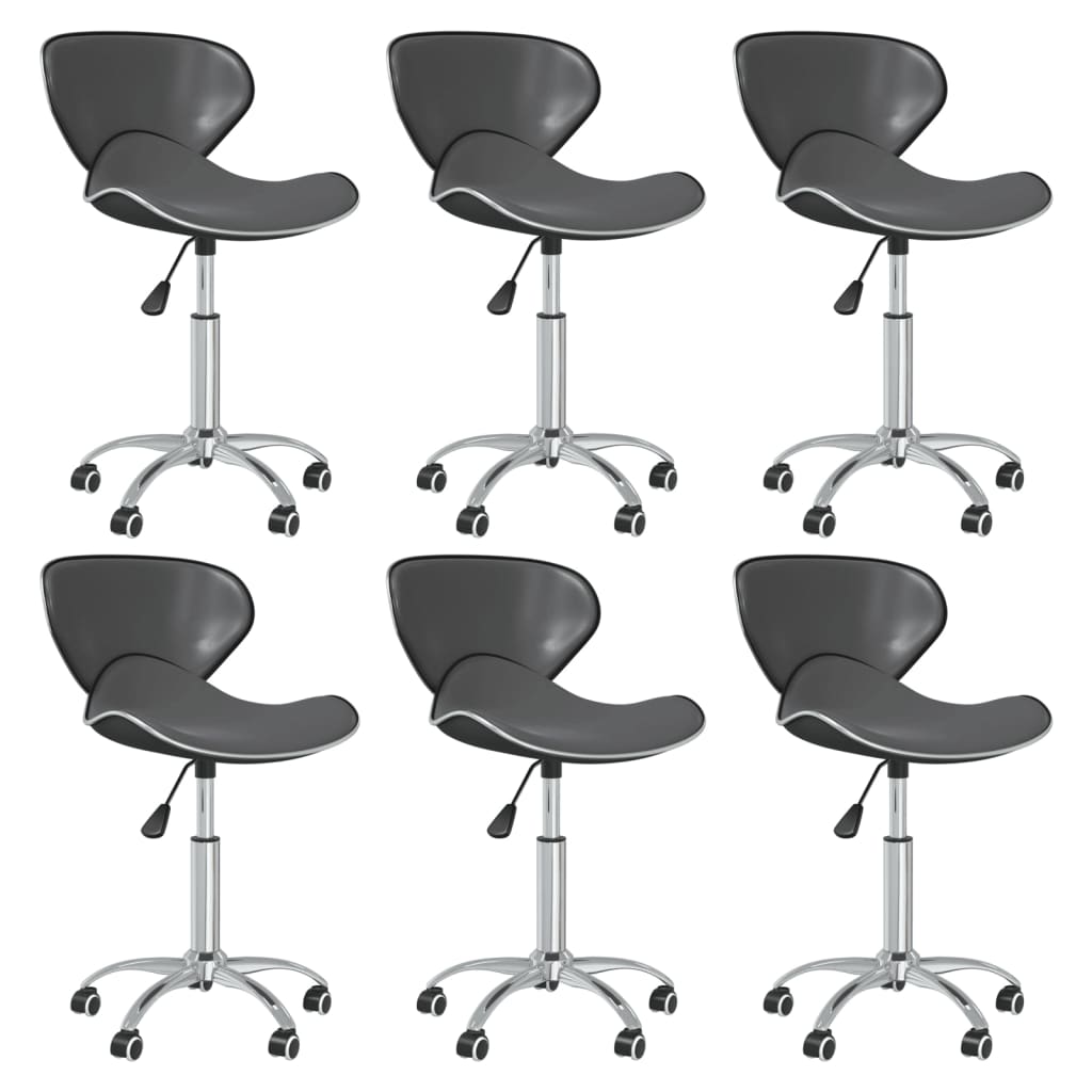 vidaXL Dining Chairs 6 pcs Swivel Grey Faux Leather