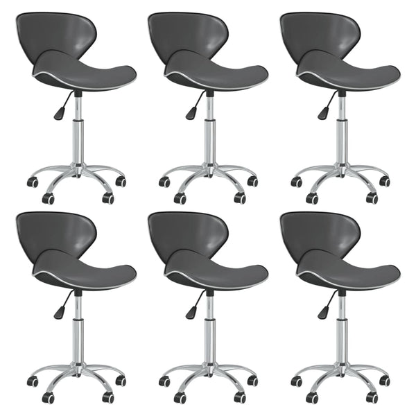 vidaXL Dining Chairs 6 pcs Swivel Grey Faux Leather