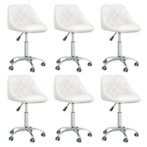 vidaXL Dining Chairs 6 pcs. Swivel White Faux Leather