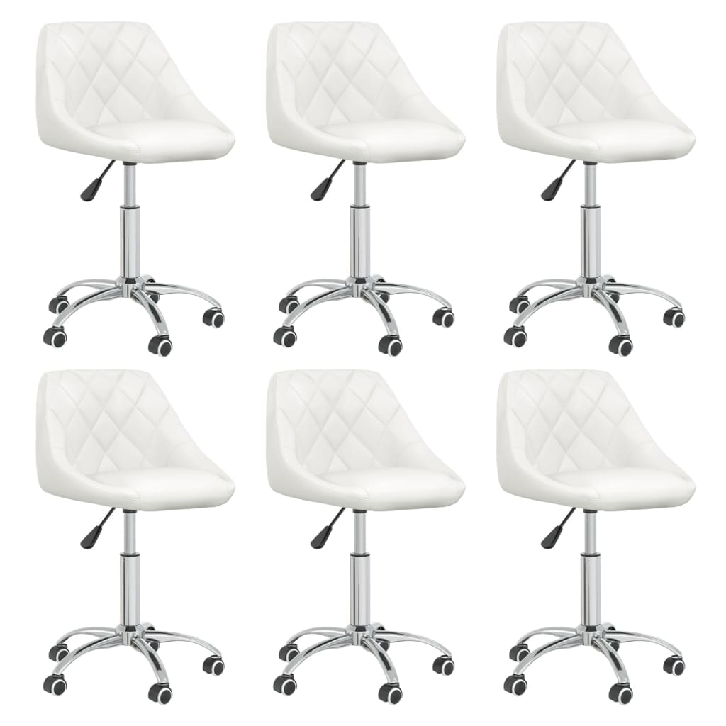 vidaXL Dining Chairs 6 pcs. Swivel White Faux Leather