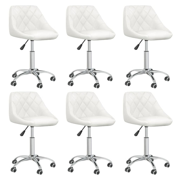 vidaXL Dining Chairs 6 pcs. Swivel White Faux Leather