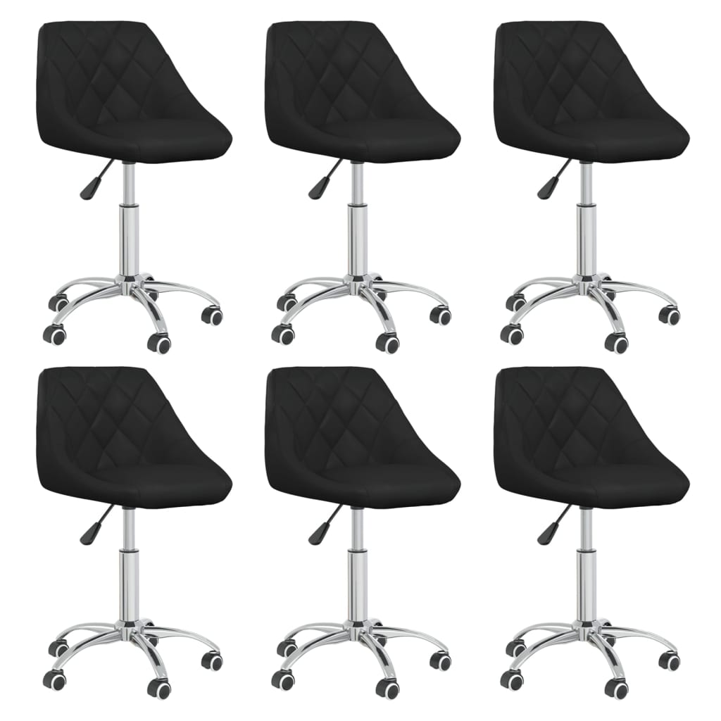 vidaXL Dining Chairs 6 pcs Swivel Black Faux Leather