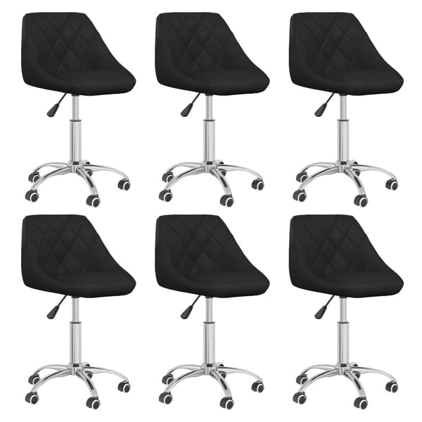 vidaXL Dining Chairs 6 pcs Swivel Black Faux Leather