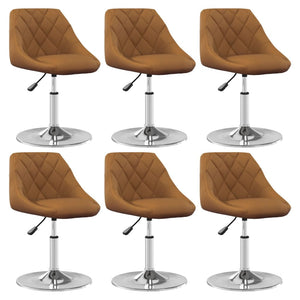 vidaXL Dining Chairs 6 pcs Swivel Brown Velvet