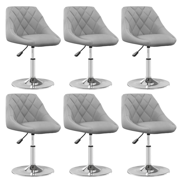 vidaXL Dining Chairs 6 pcs Swivel Light Gray Velvet