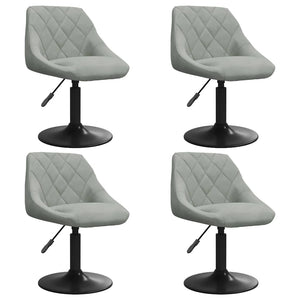 vidaXL Dining Chairs 4 pcs Swivel Light Grey Velvet