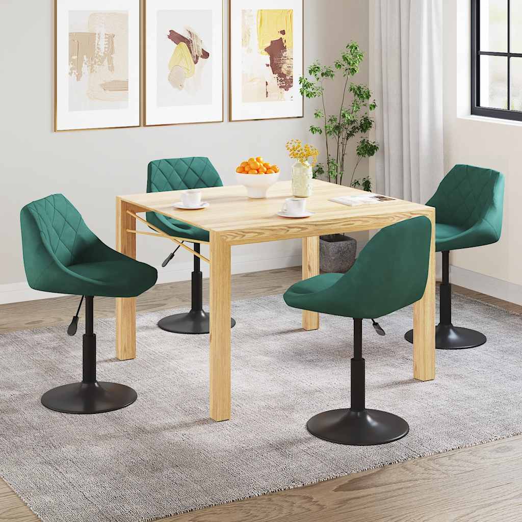 vidaXL Dining Chairs 4 pcs. Swivel Dark Green Velvet