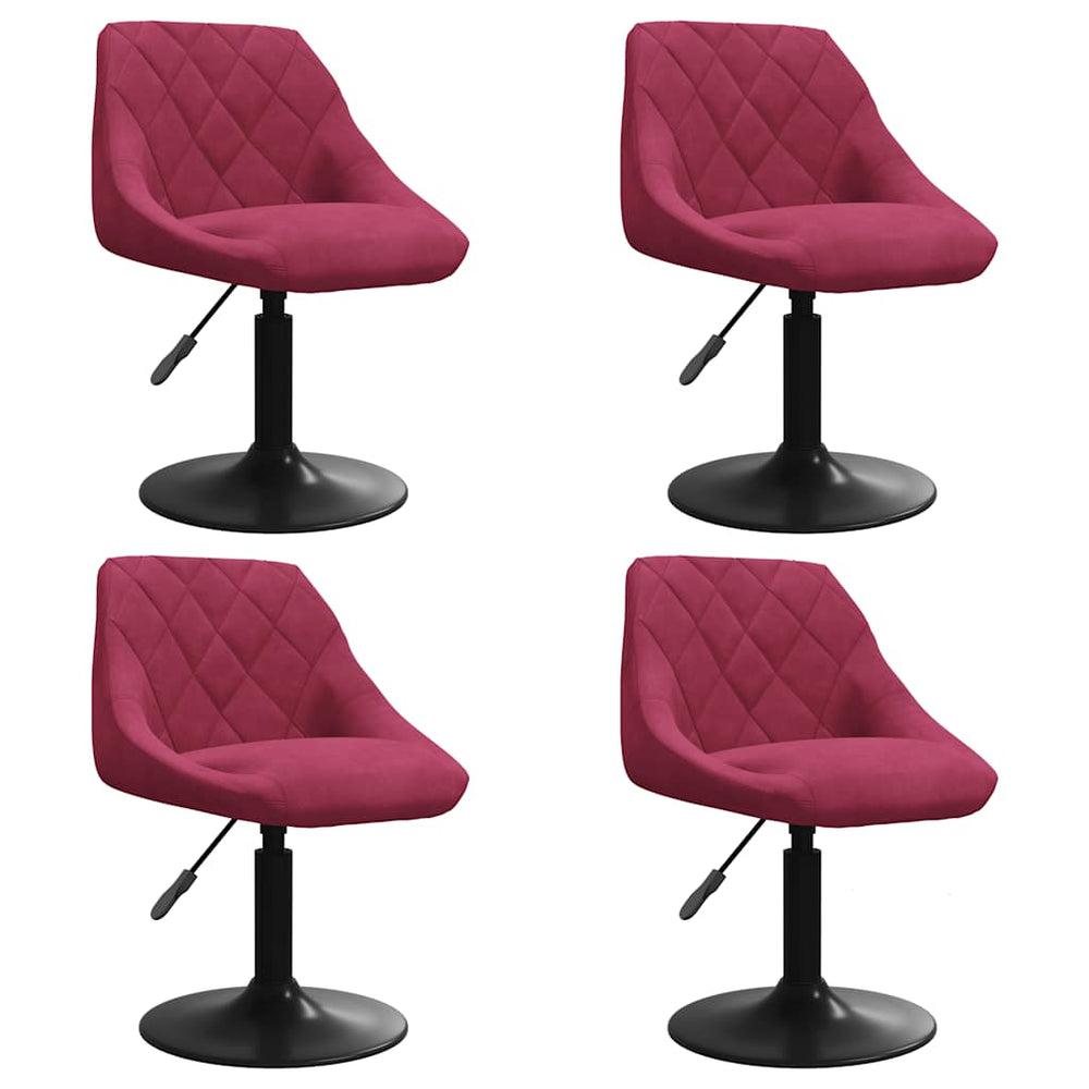 vidaXL Dining Chairs 4 pcs Swivel Wine Red Velvet