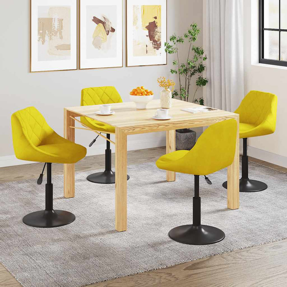 vidaXL Dining Chairs 4 pcs Swivel Mustard Yellow Velvet
