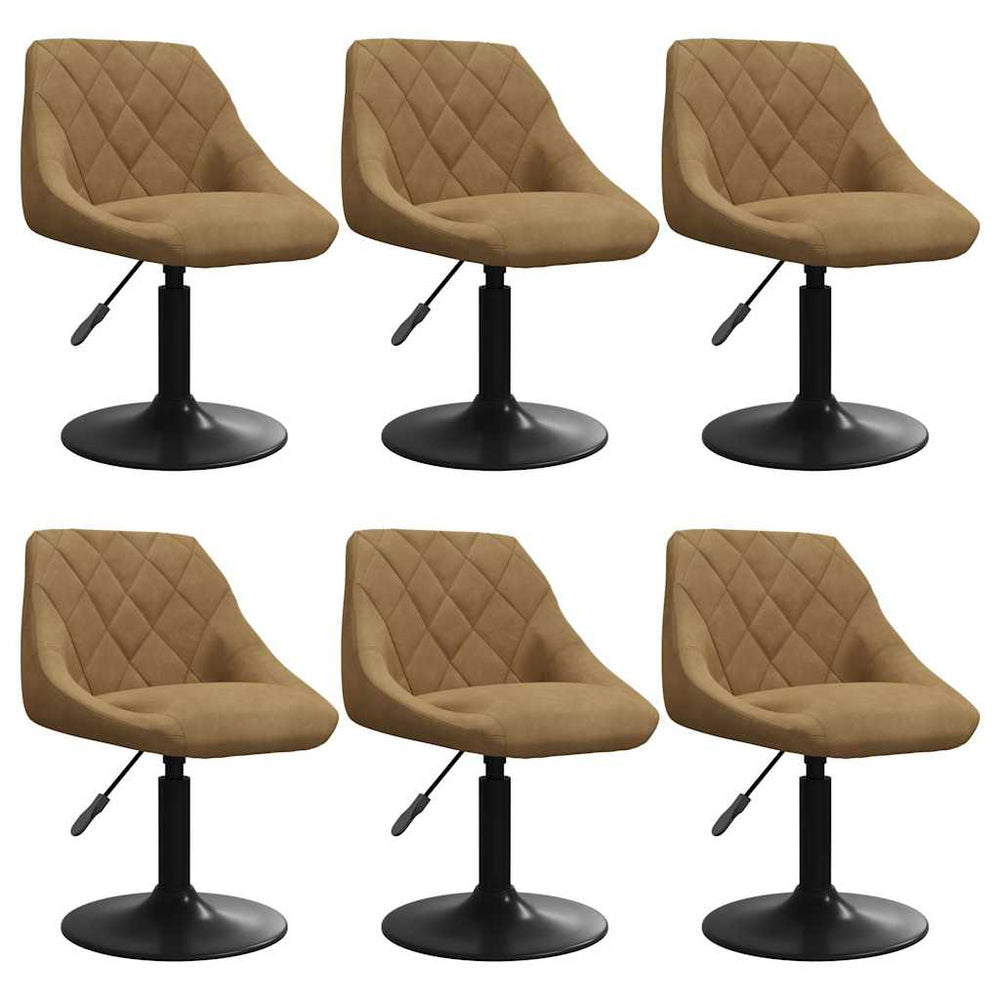 vidaXL Dining Chairs 6 pcs Swivel Brown Velvet